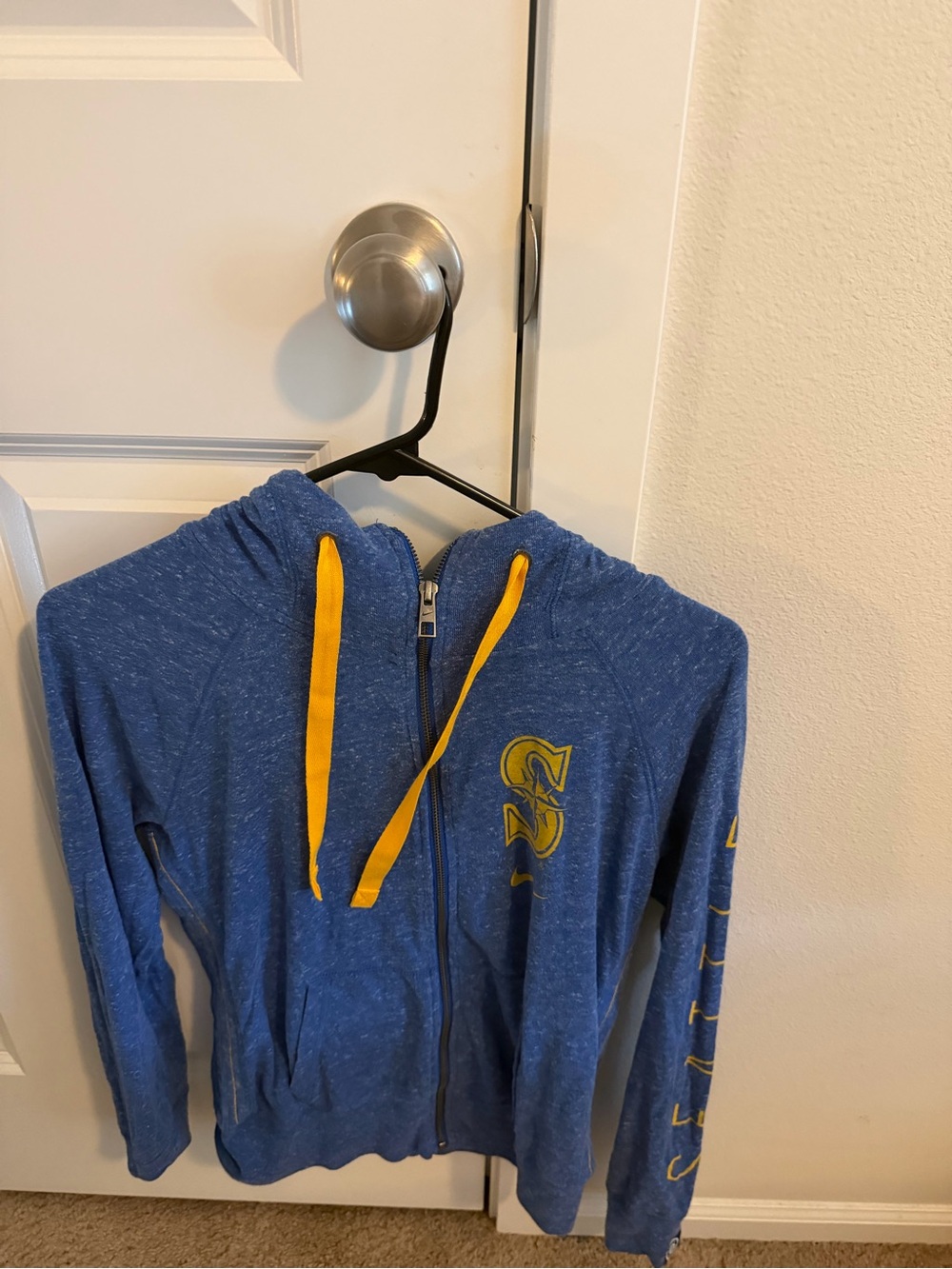 Mariners Zip-Up Hoodie with Yellow Accents